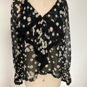 Black and White Polka Dot Sheer Blouse